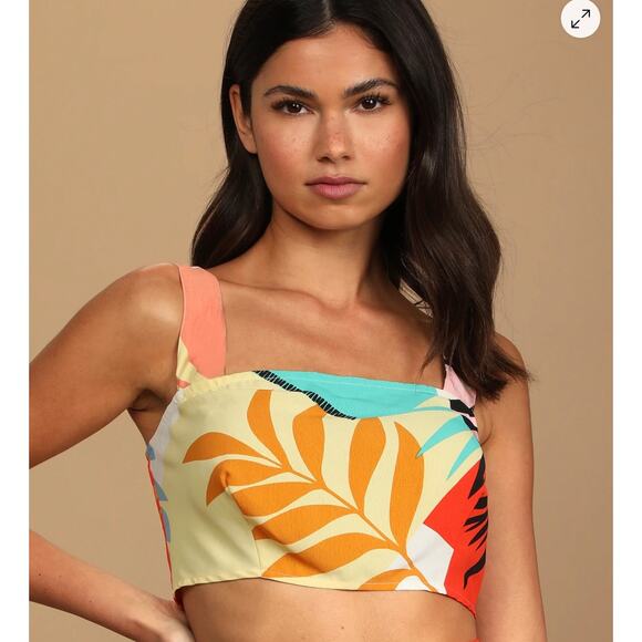 Lulus NWT Tropical Tendencies Colorful Crop Tank Top XS - Picture 1 of 8